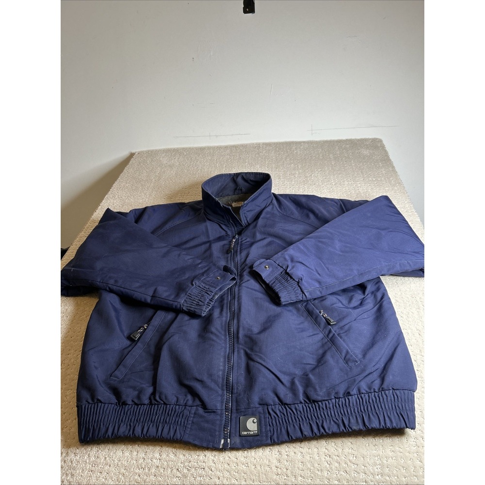 Vintage Carhartt Jacket Mens Blue J72 COB Puffer Fleece Fall Winter Nylon